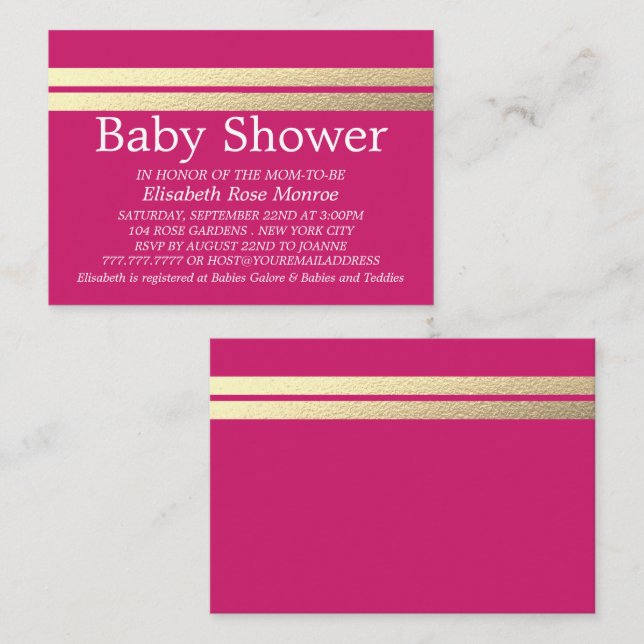 Tarjeta De Visita Bandas de Relieve metalizado dorado de moda, bolet (Anverso / Reverso)