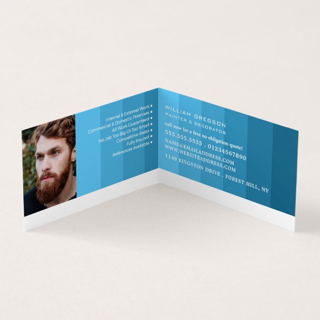 Tarjeta De Visita Bandas de tonos azules, pintura y decoración (Interior)