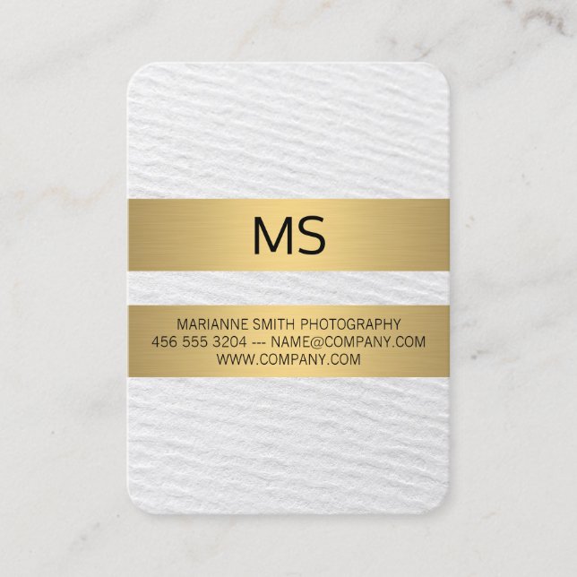 Tarjeta De Visita Bandas metálicas de oro / Monograma / Textura (Anverso)