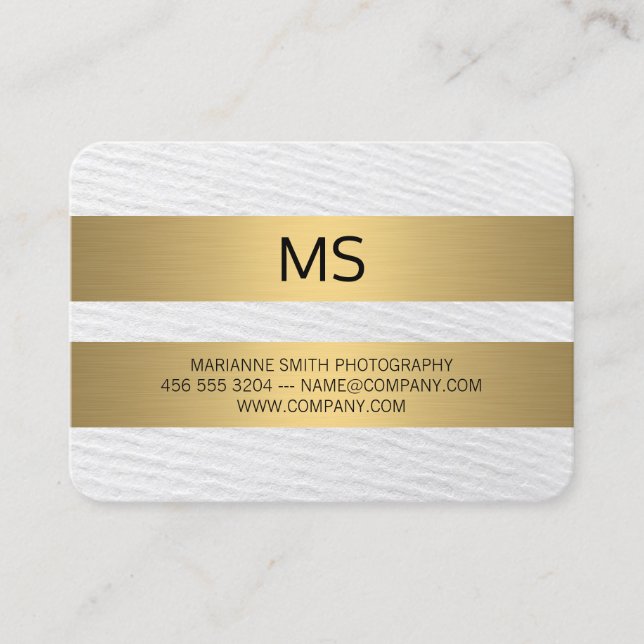 Tarjeta De Visita Bandas metálicas de oro / Monograma / Textura (Anverso)