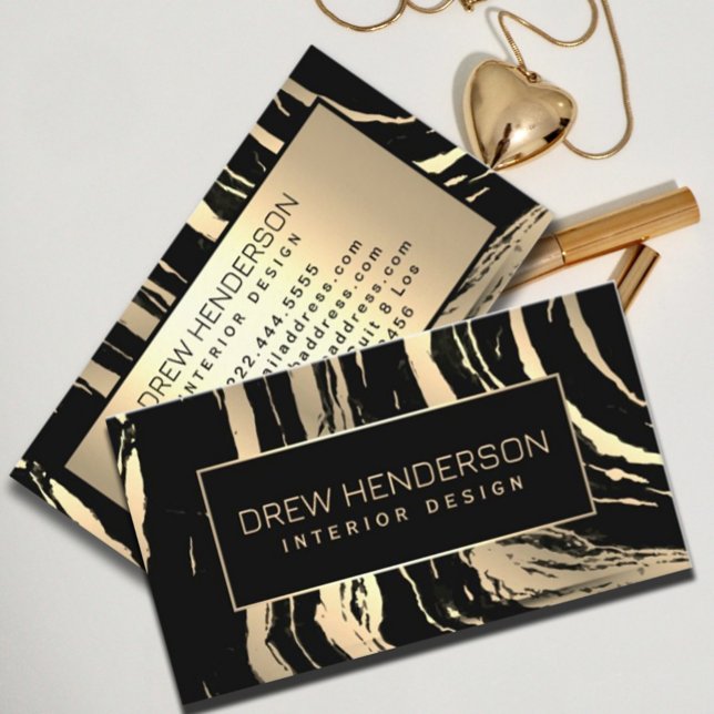 Tarjeta De Visita Bandas modernas de cebra dorada y negra (#zazzle made #makeupartistbusinesscard #designerbusinesscard #dolgfoil #blackandgold)
