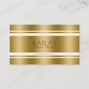 Tarjeta De Visita Bandas modernas de oro y blanco