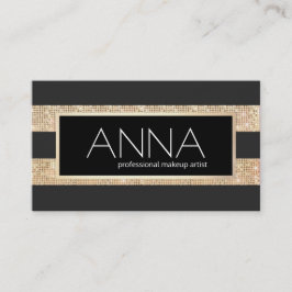 Tarjeta De Visita Bandas modernas de secuencia negras y doradas