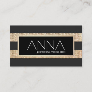 Tarjeta De Visita Bandas modernas de secuencia negras y doradas