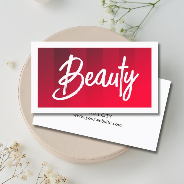 Tarjeta De Visita Bandas rojas modernas maquillaje de cabello de bel (Subido por el creador)