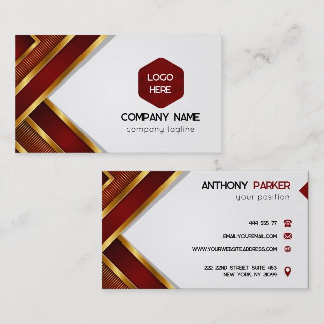 Tarjeta De Visita Bandas Rojas Y Oro (Anverso / Reverso)