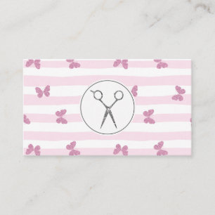 Tarjeta De Visita Bandas rosadas   Mariposas Purpurinas   Sissor de