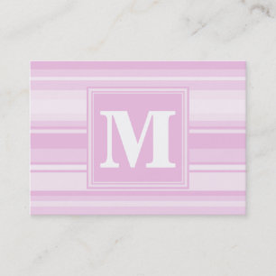 Tarjeta De Visita Bandas rosadas para bebés monogramo