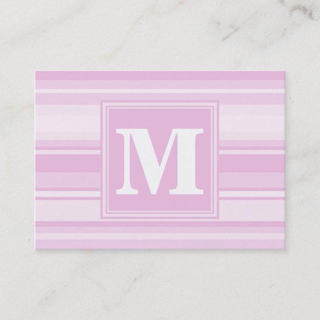Tarjeta De Visita Bandas rosadas para bebés monogramo (Anverso)