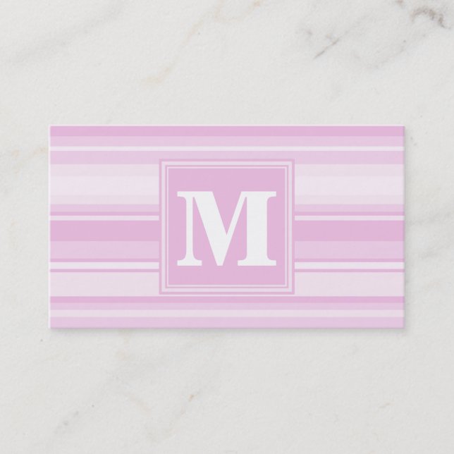 Tarjeta De Visita Bandas rosadas para bebés monogramo (Anverso)
