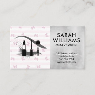 Tarjeta De Visita Bandas rosadas y mariposas   Kit de maquillaje Eye