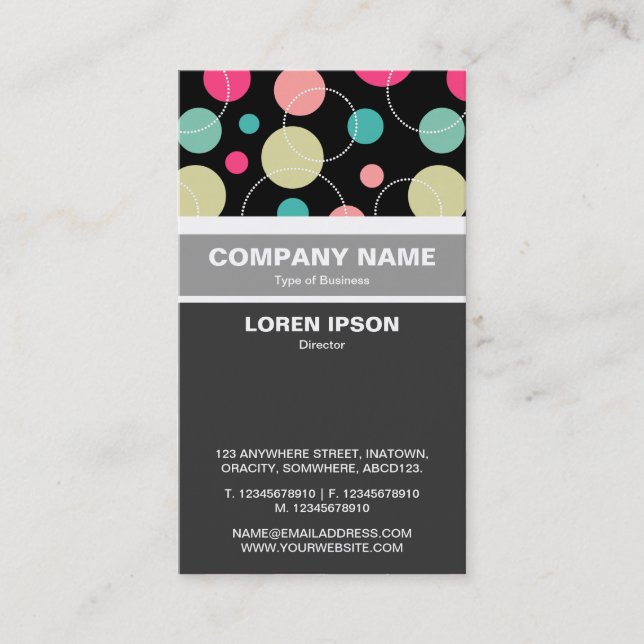 Tarjeta De Visita Bandas verticales: puntos y círculos 150816 (Anverso)