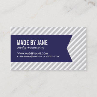 Tarjeta De Visita Bandas y cintas modernas de color gris y azul mari