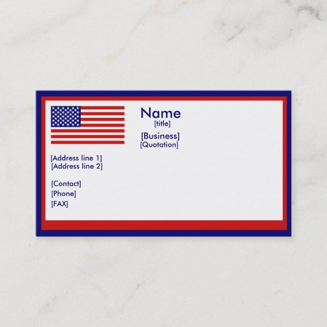 Tarjeta de visita Bandera Americana (Anverso)