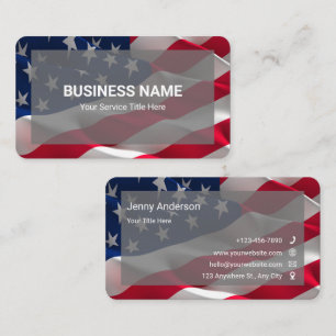 Tarjeta De Visita Bandera Americana Azul Rojo Blanco Simple Minimali