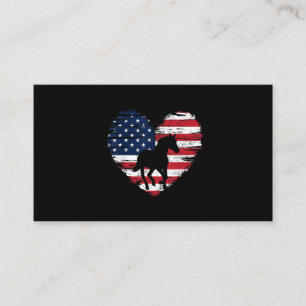 Tarjeta De Visita Bandera Americana Caballo Corazón Orgullo Patrió