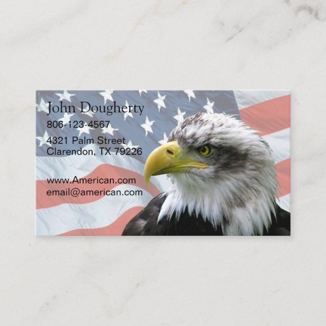 Tarjeta De Visita Bandera americana calva de Eagle patriótica (Anverso)