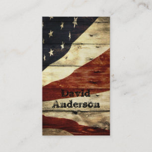 Tarjeta De Visita Bandera americana de madera del granero americana