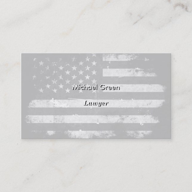 Tarjeta De Visita Bandera americana del Grunge blanco y negro (Anverso)