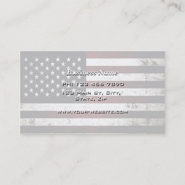 Tarjeta De Visita Bandera americana del Grunge negro (Reverso)