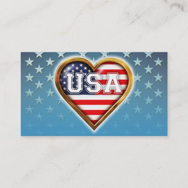 Tarjeta De Visita Bandera americana en forma de corazón (Anverso)