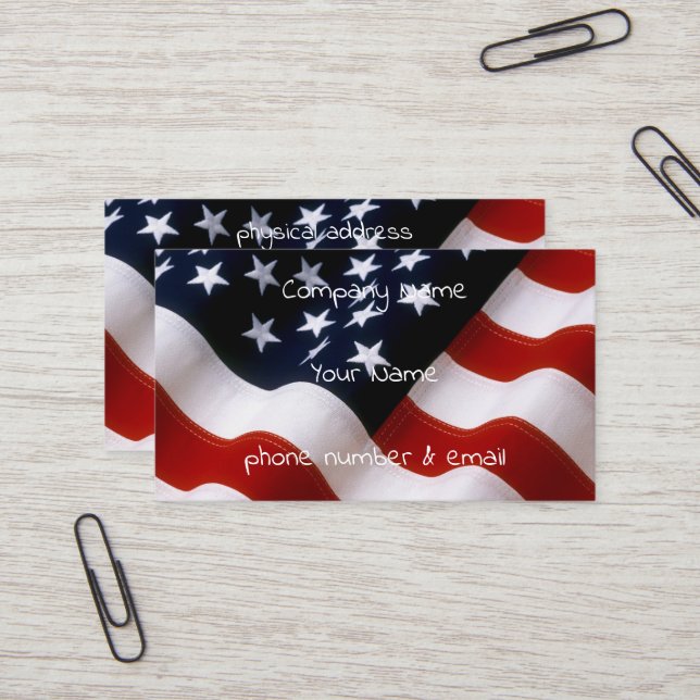 Tarjeta De Visita Bandera americana ondulada (Anverso/Reverso In Situ)