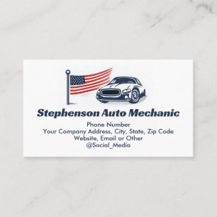 Tarjeta De Visita Bandera Americana Patriota Servicio Mecánico Autom