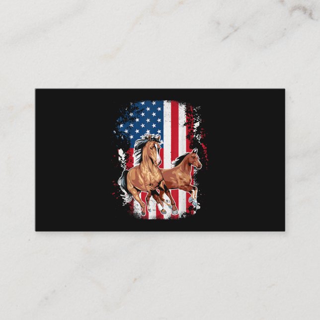 Tarjeta De Visita Bandera Americana Patriótica Caballo de Caballo Mo (Anverso)