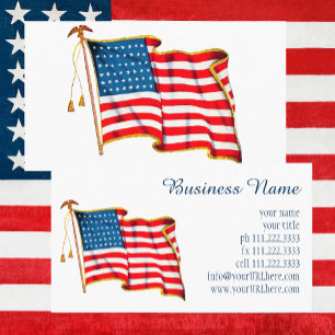 Tarjeta De Visita Bandera Americana Patriótica Vintage, Cuatro de Ju