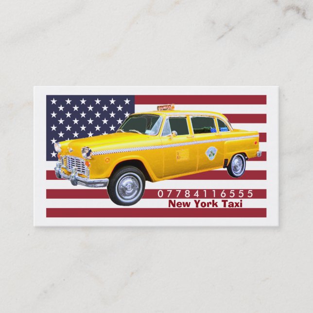 Tarjeta De Visita Bandera Americana Taxi Amarillo (Anverso)