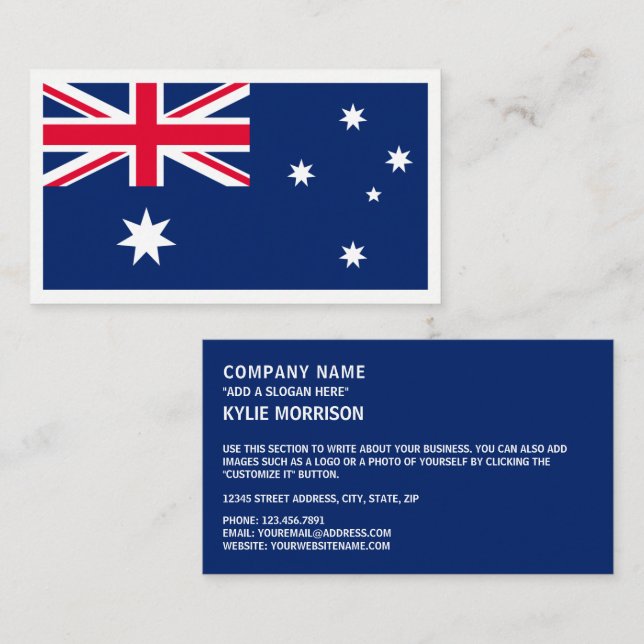 Tarjeta De Visita Bandera australiana, bandera de Australia (Anverso / Reverso)