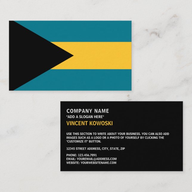 Tarjeta De Visita Bandera bahameña, bandera de las Bahamas (Anverso / Reverso)