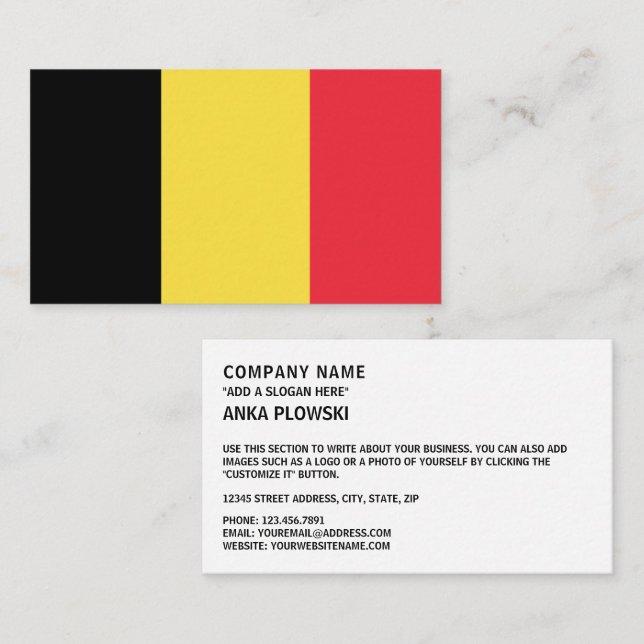 Tarjeta De Visita Bandera belga, Bandera de Bélgica (Anverso / Reverso)