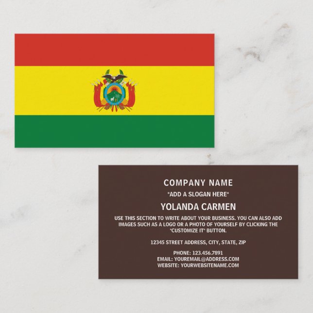 Tarjeta De Visita Bandera boliviana, bandera de Bolivia