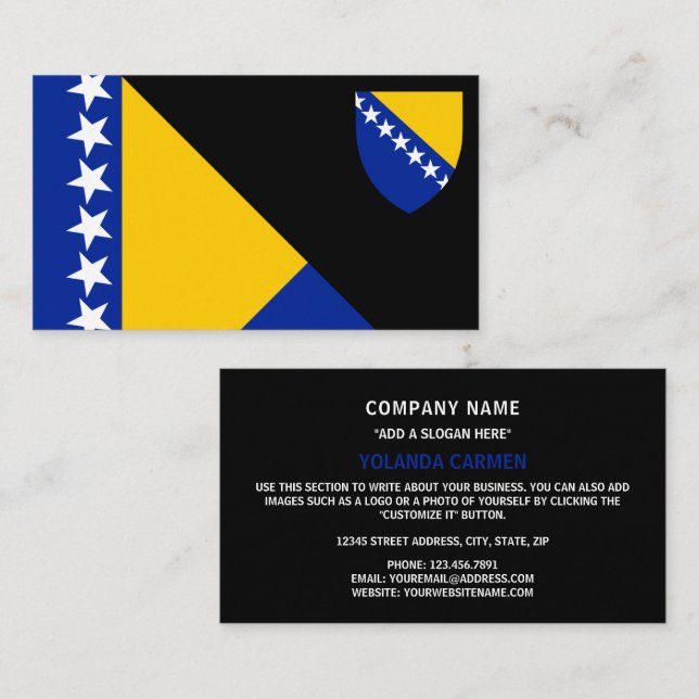 Tarjeta De Visita Bandera bosnia y escudo de armas Bosnia y Herzegov (Anverso / Reverso)