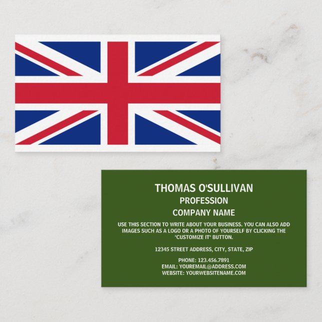 Tarjeta De Visita Bandera británica, bandera de Irlanda del Norte (Anverso / Reverso)