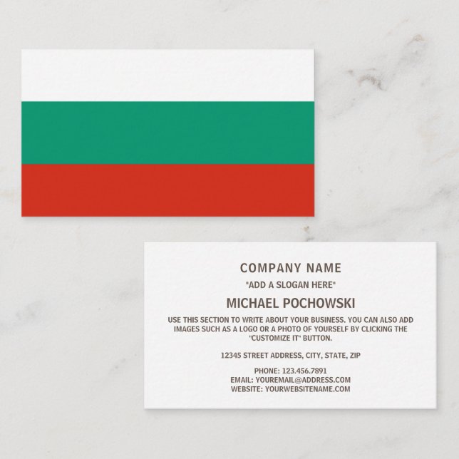 Tarjeta De Visita Bandera búlgara, bandera de Bulgaria (Anverso / Reverso)