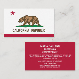 Tarjeta De Visita Bandera californiana, bandera de California
