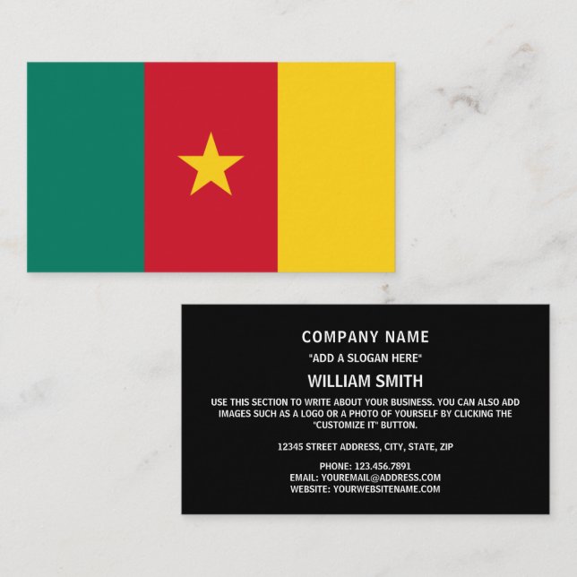 Tarjeta De Visita Bandera camerunesa, bandera de Camerún (Anverso / Reverso)