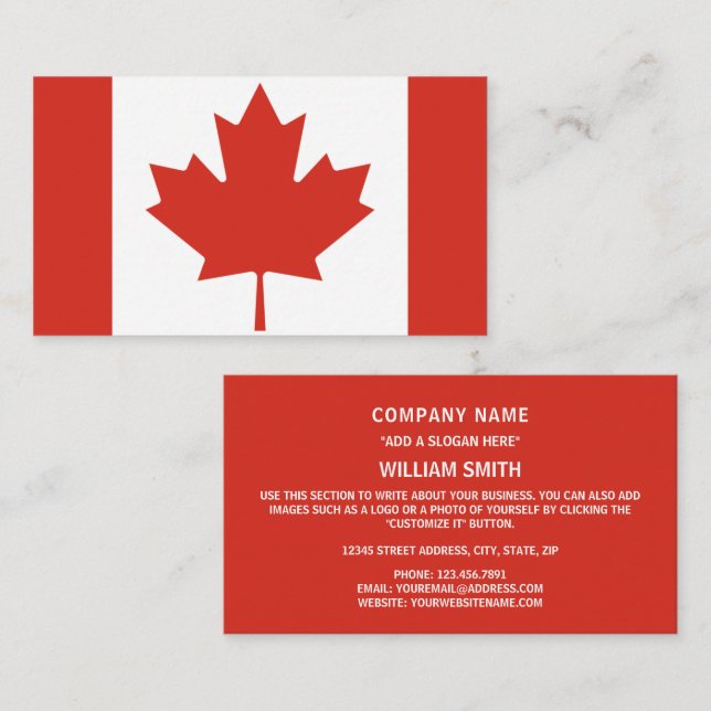 Tarjeta De Visita Bandera canadiense, bandera de Canadá (Anverso / Reverso)