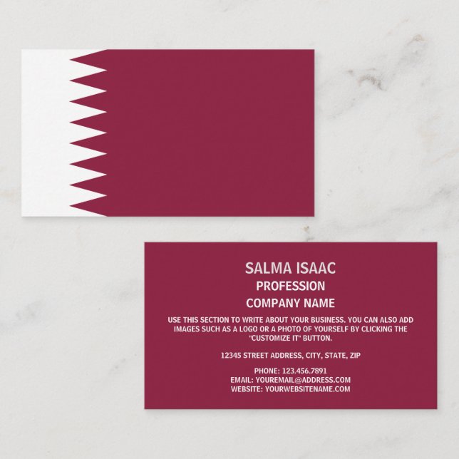 Tarjeta De Visita Bandera catarí, bandera de Qatar (Anverso / Reverso)