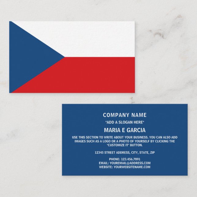 Tarjeta De Visita Bandera checa, Bandera de la República Checa (Anverso / Reverso)