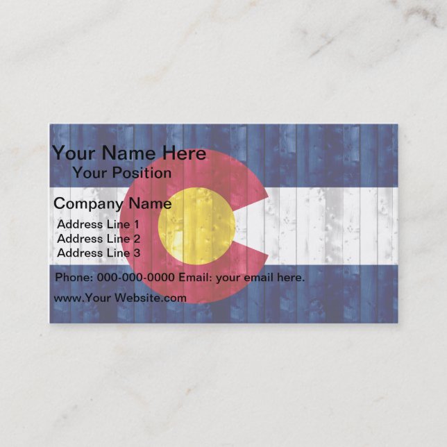 Tarjeta De Visita Bandera Coloradan de madera (Anverso)