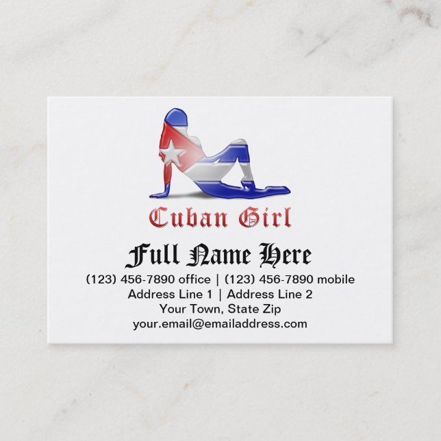 Tarjeta De Visita Bandera cubana de la silueta del chica (Anverso)