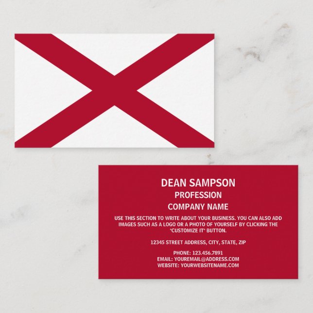 Tarjeta De Visita Bandera de Alabama, Bandera de Alabama (Anverso / Reverso)