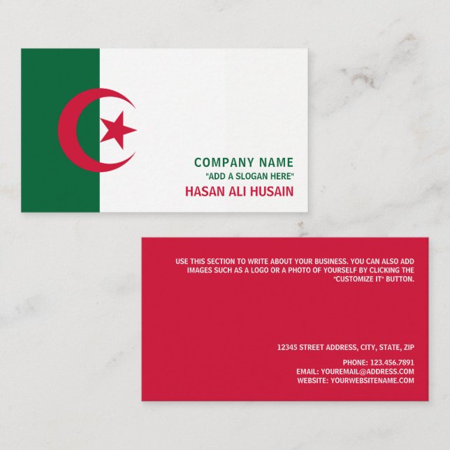 Tarjeta De Visita Bandera de Argelia (Anverso / Reverso)