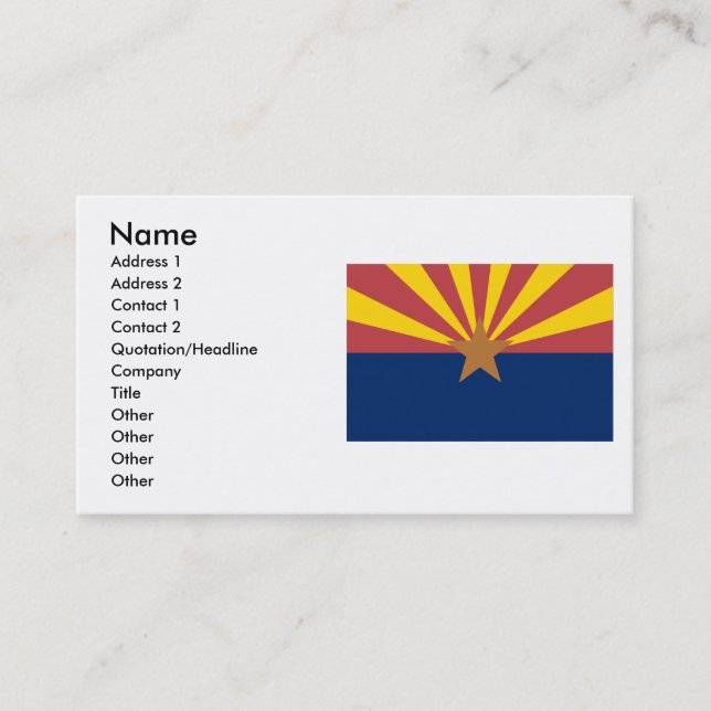 Tarjeta De Visita Bandera de Arizona (Anverso)