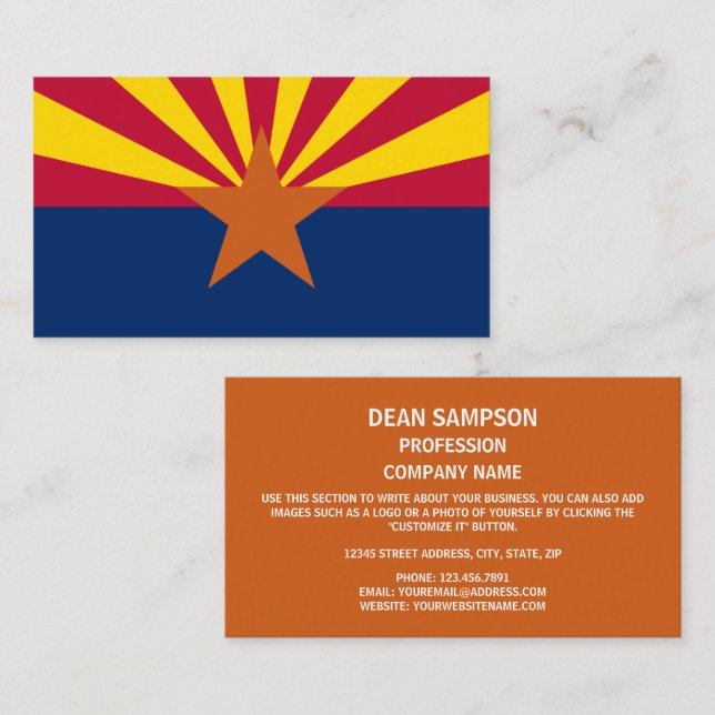 Tarjeta De Visita Bandera de Arizona, Bandera de Arizona (Anverso / Reverso)