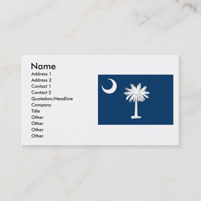 Tarjeta De Visita Bandera de Carolina del Sur (Anverso)