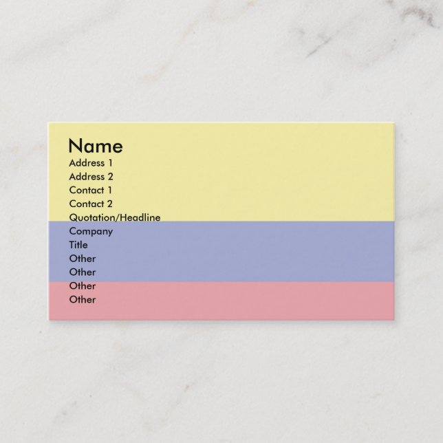 Tarjeta De Visita Bandera de Colombia (Anverso)